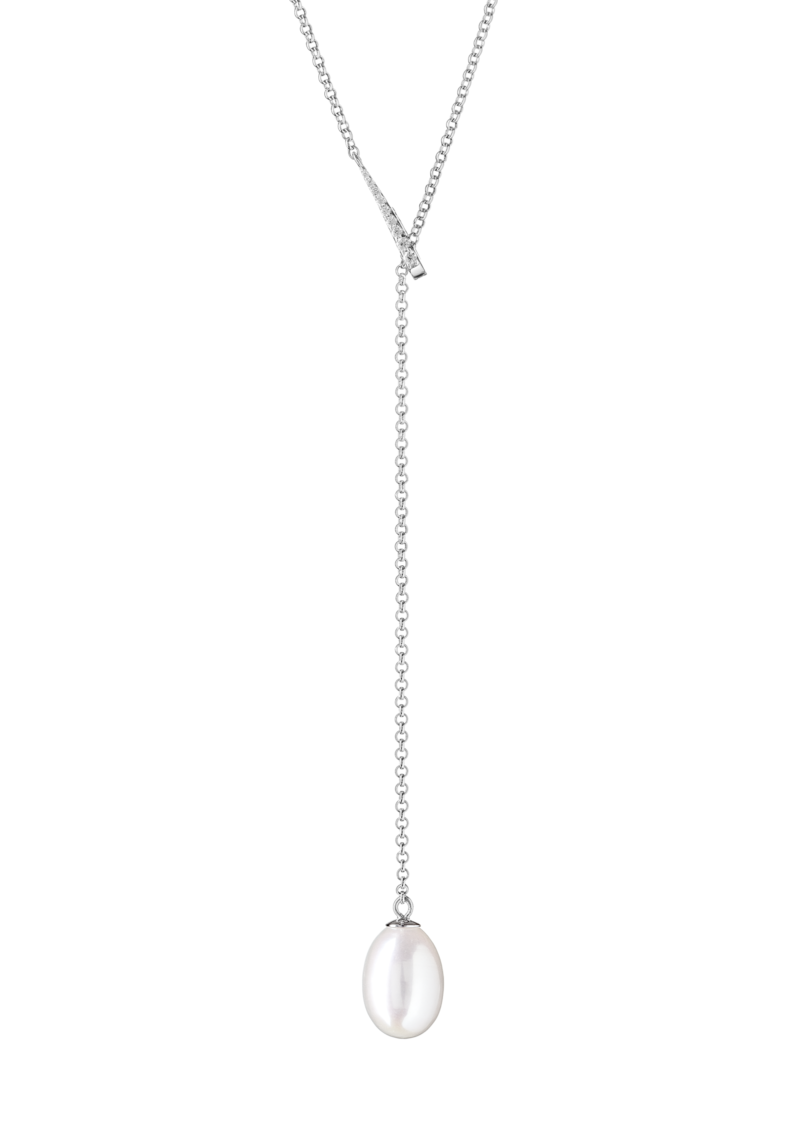 Sidabrinė grandinėlė su perlu ir cirkoniais