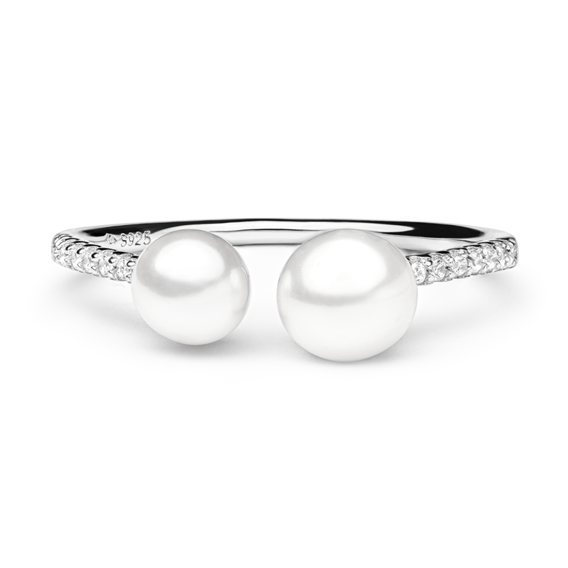 Sidabrinis žiedas su perlais ir cirkoniais