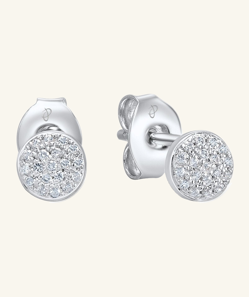 Balto aukso auskarai vinukai su deimantais