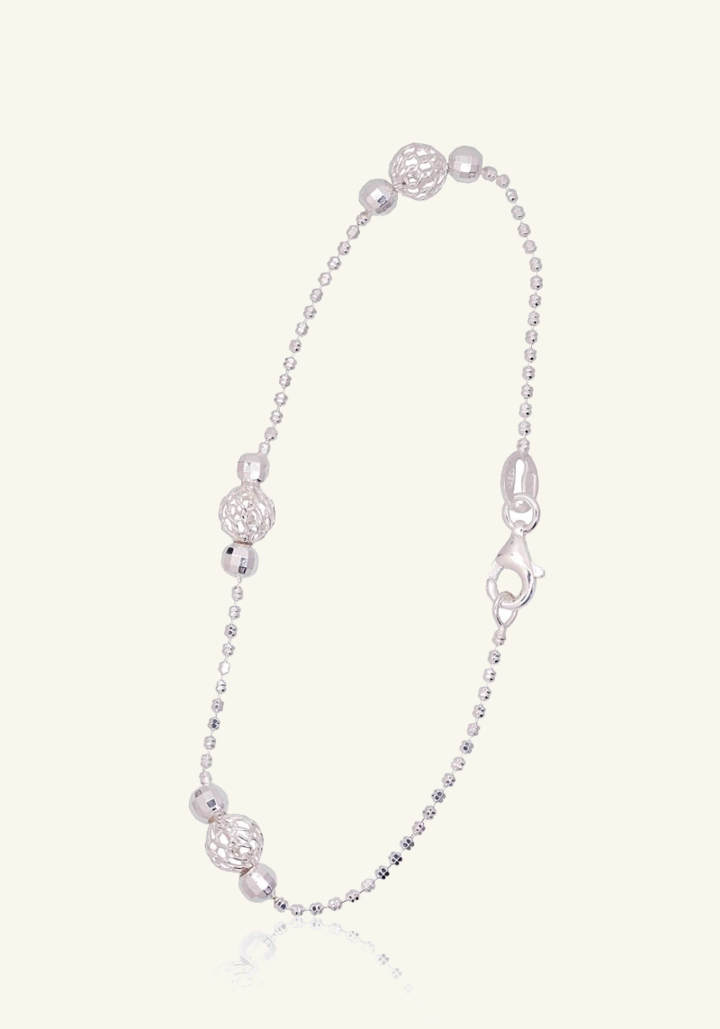 Sidabrinė apyrankė su ažūriniais rutuliukais (6 mm)
