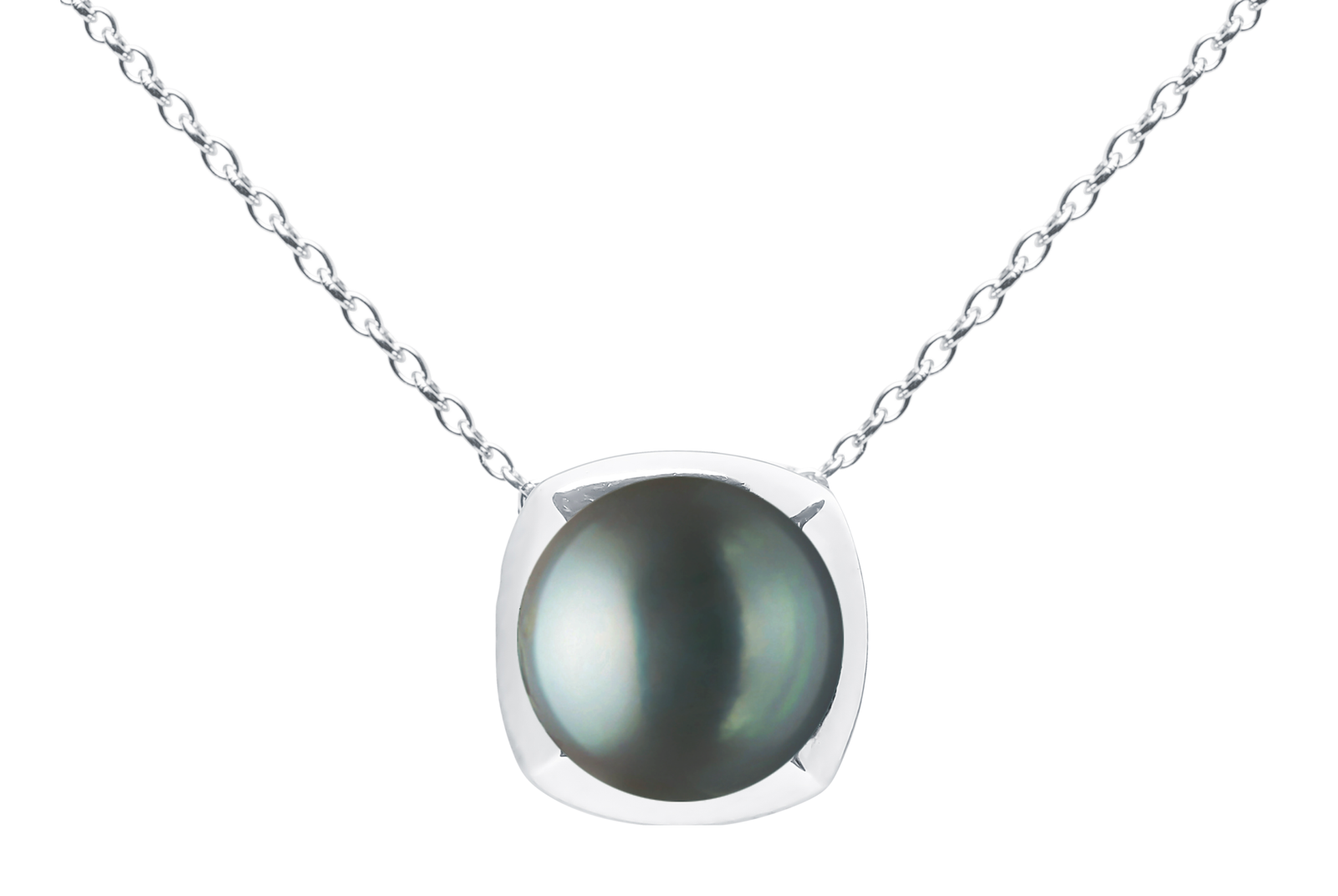 Sidabrinė grandinėlė su perlu SK18308P Juoda