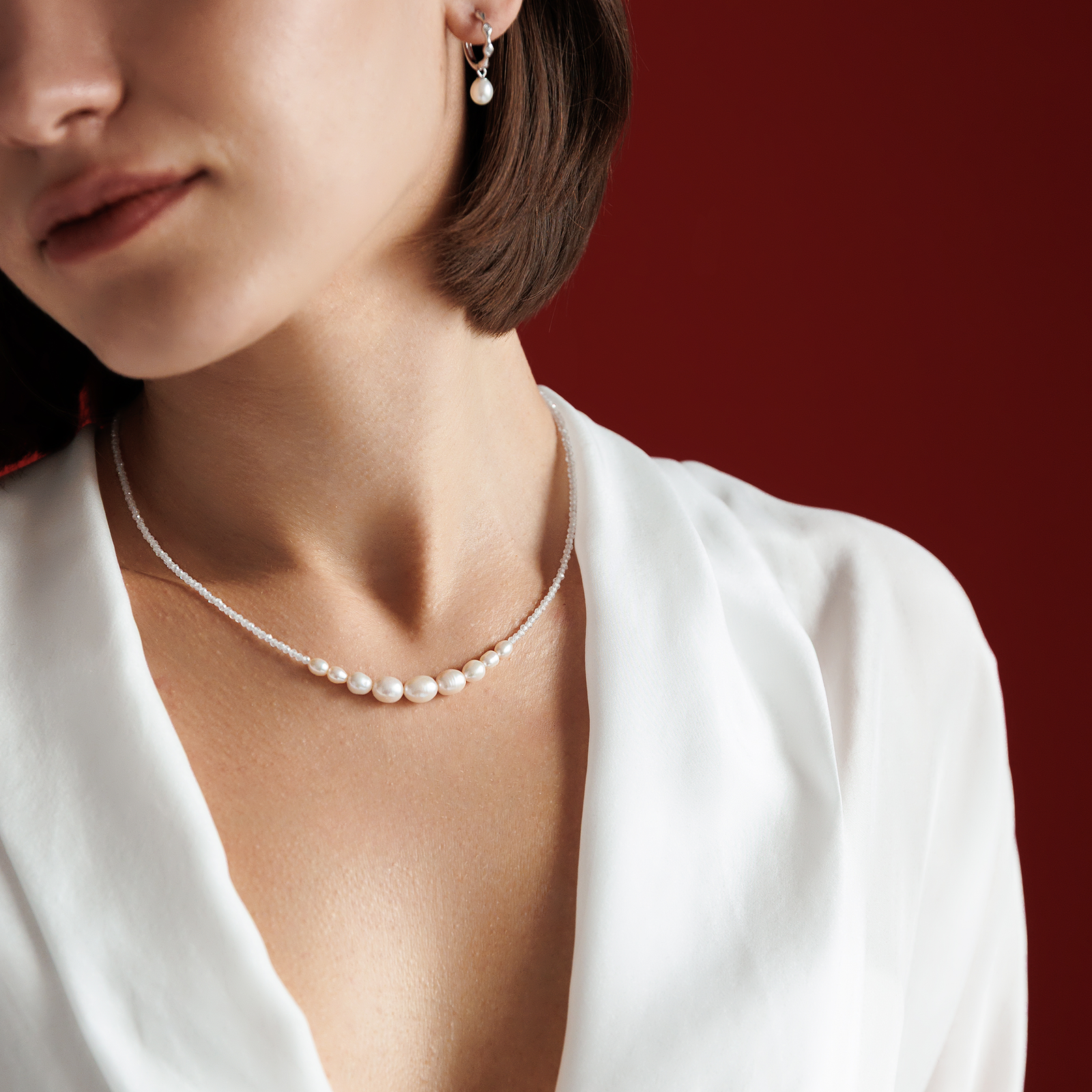 Sidabrinis vėrinys su perlais 264-37C