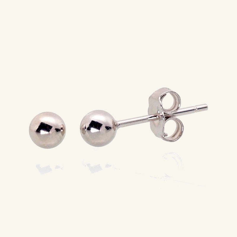 Sidabriniai auskarai vinukai rutuliukai 4 mm