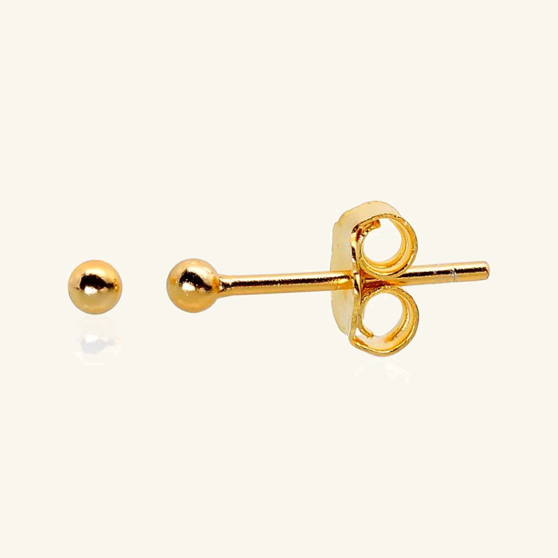 Auksuoti sidabriniai auskarai vinukai rutuliukai 2,1 mm