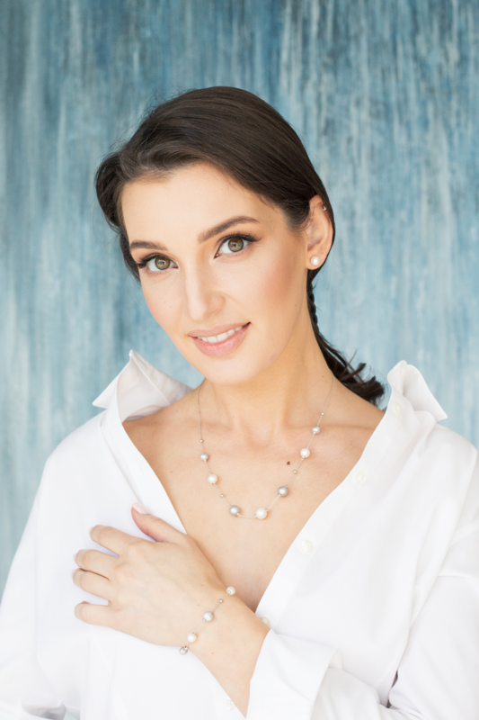 Sidabrinė grandinėlė su perlais